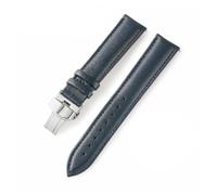 YingYou Bracelet De Montre En Cuir Véritable For Homme Et Femme, 12, 14, 16, 18, 20, 22, 24 Mm, Avec Boucle Papillon Et Épingles(Dark blue,18mm)