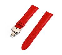 YingYou Bracelet De Montre Motif Crocodile 12 13 14 15 16 17 18 19 20 21 22 24 Mm Bracelet De Montre En Cuir Véritable Avec Boucle Papillon En Métal(Red,16mm)