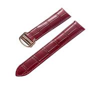 YingYou Bracelet En Cuir For Hommes Et Femmes, Compatible Avec Cartier Tank London Solo Key, Fermoir Pliant 17/18/20/22MM, Accessoires De Bracelet De Montre En Cuir(Red rose buckle,14)