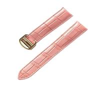 YingYou Bracelet En Cuir For Hommes Et Femmes, Compatible Avec Cartier Tank London Solo Key, Fermoir Pliant 17/18/20/22MM, Accessoires De Bracelet De Montre En Cuir(Peach Gold Buckle,18)