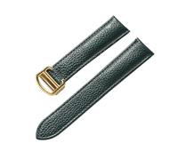 YingYou Bracelet En Cuir Souple Galet Compatible Avec Cartier Tank Solo London Fermoir Pliant 14mm 16mm 18mm 20mm 22mm Accessoires De Montre(Dark green gold,21mm)