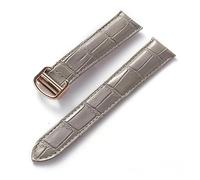 YingYou Compatible Avec Cartier Tank London Solo Key Bracelet En Cuir Boucle Déployante Rouge Bleu Gris Vert Marron Bracelet De Montre En Cuir Accessoires(Grey Gold Buckle,20)