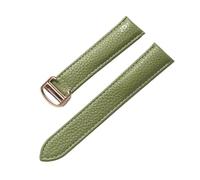 YingYou Compatible Avec Cartier Tank Solo London Boucle Déployante Bracelet En Cuir Souple Grainé Marron Violet Bleu Vert Accessoires De Montre(Olive green rose,21mm)