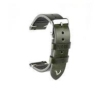 YingYou Nouvelle bracelet de montre en cuir de cire à huile de 18mm 20mm 22mm Vintage Watch bandeau noir Blue Brown disponible Accessoires de montre à la main(Green,18mm)