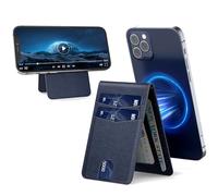 YINHEXI for Magsafe Wallet Stand, Magnetic Phone Wallet Card Holder for Phone Case with Adjustable Stand, Minimalist Slim Leather Mens Wallet with 4 Cards Slots (Dark Blue)