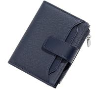 YINHEXI Petit portefeuille pour femme, portefeuille pour femme avec imitation toile, cuir PU, poche zippée à deux volets, porte-cartes, portefeuille avec fenêtre pour carte d'identité, noir foncé,