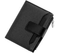 YINHEXI Petit portefeuille pour femme, portefeuille pour femme avec imitation toile, cuir PU, poche zippée à deux volets, porte-cartes, portefeuille avec fenêtre pour carte d'identité, Noir,