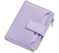 YINHEXI Petit portefeuille pour femme, portefeuille pour femme avec imitation toile, cuir PU, poche zippée à deux volets, porte-cartes, portefeuille avec fenêtre pour carte d'identité, lavande,