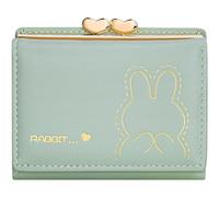 YINHEXI Portefeuille pour femme, joli petit portefeuille à trois volets avec blocage RFID pour femmes et filles, petits portefeuilles pour femme avec porte-cartes, vert, Mignon