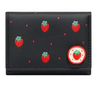YINHEXI Portefeuille pour femme, petit portefeuille compact à trois volets en cuir synthétique avec blocage RFID, porte-cartes pour femme avec poche pour pièces de monnaie, Fraise noire, Twee