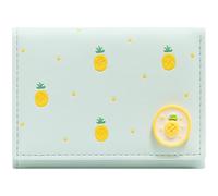 YINHEXI Portefeuille pour femme, petit portefeuille compact à trois volets en cuir synthétique avec blocage RFID, porte-cartes pour femme avec poche pour pièces de monnaie, Ananas Vert, Twee