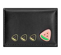 YINHEXI Portefeuille pour femme, porte-cartes pour femme avec motif de fruits, petit sac à main à trois volets avec blocage RFID, petit portefeuille de poche en cuir mignon, noir, Mignon