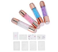 Yinhing 4 Ensembles de Tampons de Manucure en Silicone, Stylos de Tampons pour Ongles avec Grattoir, Strass Colorés, Idéaux pour une Utilisation en Salon de Manucure à Domicile