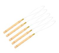 Yinhing 5 Pièces Extensions de Cheveux Aiguille Enfile-fil en Bois Outil de Crochet de Traction pour Manche en Bois et Acier Inoxydable Conception Antidérapante pour Salon ou Usage Domestique