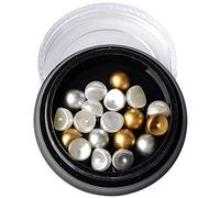 Yinhing 6mm Demie Perle Nail Art Autocollants 3 Couleurs 20 Pièces | Clous à dos plat, mélange d\'or, d\'argent et de blanc pour vernis gel, manucure, carte de téléphone, boîte de rangement