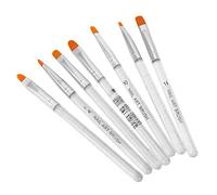 Yinhing 7pcs Set à Brosse à Nail à Poignée Transparente, Nail Art Dessin Peinture Sculpture avec Brosses en Nylon, Tube en Aluminium en Métal pour Stylo Gel Uv, Transparent, Brosse à (Transparent)