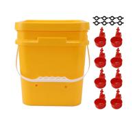 Yinhing Abreuvoir Automatique pour Poulets, avec Seau de 12l, Système d'abreuvement pour Volaille, Poulets, Canards, Oiseaux, Plastique Résistant, Installation Facile (Seau + Bol à Oiseau Rouge