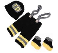 Yinhing Accessoires de Photographie Costume de Pompier, Tenue au Crochet Fabriquée à la Main pour les Nouveau-nés de 0 à 6 Mois, Comprend une Salopette et des Bottes pour les Séances de Photographie