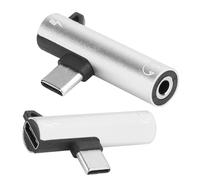 Yinhing Adaptateur 2 Pièces de Type C vers 3,5 Mm - Connecteur de Câble de Type C 2 Pouces pour Casques, Conception Flexible en Alliage d'aluminium, Compatible avec Divers Téléphones Mobiles de