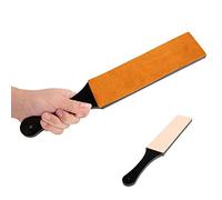 Yinhing Aiguiseur de Lame de Couteau Professionnel Double Face, pour Salon de Coiffure et Usage Domestique, Peau de Vache de Haute qualité avec Manche en Acrylique Noir, Longueur 35 Cm (L)