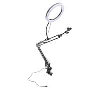 Yinhing Anneau Lumineux à Pince avec Support de Téléphone, luminosité Réglable, éclairage à 360 ° pour la Diffusion en Direct, Maquillage de beauté, Bras en Alliage D'aluminium de 35 Cm