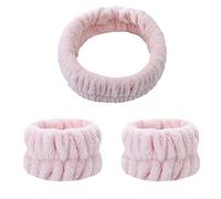 Yinhing Bandeau en Peluche avec Sangles Poignets Blanc Élastique Doux | 1 bandeau en peluche 2 dragonnes en tissu élastique doux s\'adapte aux tailles, idéal pour laver le maquillage du visage,