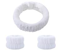 Yinhing Bandeau en Peluche avec Sangles Poignets Blanc Élastique Doux | 1 bandeau en peluche 2 dragonnes en tissu élastique doux s\'adapte aux tailles, idéal pour laver le maquillage du visage,