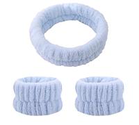 Yinhing Bandeau en Peluche avec Sangles Poignets Blanc Élastique Doux | 1 bandeau en peluche 2 dragonnes en tissu élastique doux s\'adapte aux tailles, idéal pour laver le maquillage du visage,