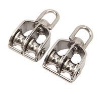 Yinhing Bloc de Poulie Double de Levage en Acier Inoxydable, 2 Pièces, avec Rouleau M15 pour Applications de Grue, capacité de Charge de 35 Kg, Idéal pour les Tâches de Levage et de Gréage