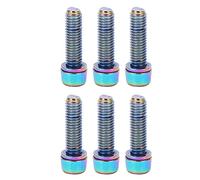 Yinhing Boulon de Tige de Vélo, Vis à Tige de Cyclisme avec Laveuses 6pcs 304 Boulons Coniques Hexagonaux Plaqués en Acier Inoxydable pour Le Guidon de la Montagne et du Vélo de Route (M5)