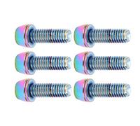 Yinhing Boulon de Tige de Vélo, Vis à Tige de Cyclisme avec Laveuses 6pcs 304 Boulons Coniques Hexagonaux Plaqués en Acier Inoxydable pour Le Guidon de la Montagne et du Vélo de Route (M6)