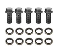 Yinhing Boulons et Rondelles Banjo de Moto M10 X 1.25mm et M10 X 1.0mm avec Filetage soigné pour Maître-cylindre D'étrier de Frein et Tuyau de Radiateur 5 Pièces (M10×1mm)