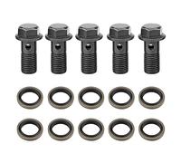 Yinhing Boulons et Rondelles Banjo de Moto M10 X 1.25mm et M10 X 1.0mm avec Filetage soigné pour Maître-cylindre D'étrier de Frein et Tuyau de Radiateur 5 Pièces (M10 ×,25 mm)