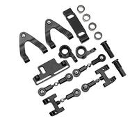 Yinhing Bras de Suspension Supérieur et Inférieur en Aluminium RC, Tasse de Direction, Adaptateur Hexagonal, Ensemble d'accessoires Métalliques pour Voiture WPL D12 RC, Mises à Niveau Hautes (Black)