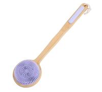 Yinhing Brosse de Bain Double Face, épurateur de Dos à Long Manche avec Têtes de Brosse en Nylon Dense et en Silicone Souple pour le Drainage Lymphatique et L'exfoliation (PURPLE)