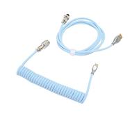 Yinhing Câble de Clavier Mécanique enroulé personnalisé avec Connecteur d'aviation en Métal Détachable, Conception à Double Manchon USB C vers USB A, Couleur Rouge pour Les Joueurs et Les (Blue)
