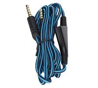 Yinhing Câble de Remplacement A10 A40TR avec Contrôle de Volume en Ligne, Câble d'écouteurs Flexible tressé en Nylon de 2m pour Casque de Jeu 4 PC (Contrôle du volume - Bleu)