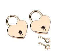 Yinhing Cadenas et Clés Antiques Cadenas en Coeur 2 Ensembles de en Forme de Coeur clé Squelette or Rose Moyen 3 * 4 Cm Serrures en Métal pour Bagages Journal Livre Boîte à Bijoux