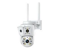 Yinhing Caméra de sécurité sans Fil 3MP + 3MP, Caméra WiFi Intelligente à Double Objectif Intérieure et Extérieure, étanche IP66, Nocturne Couleur, Audio Bidirectionnel, Détection (White)