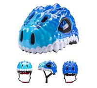 Yinhing Casque de Vélo pour Enfants avec Motif Dinosaure 3D, Respirant, Léger, pour, Cyclisme, Convient à Une Circonférence de 51 à 54 Cm (Blue)