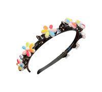 Yinhing Cerceau à Cheveux Mignon, Bandeau à Motif Unique avec 8 Petites Pinces pour Filles, Conception de Dents Antidérapantes, Couleur Vive, Léger pour les Voyages Scolaires en Plein (3# fleurs