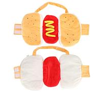 Yinhing Cot Ton Robe Jaune pour Hot Dog avec imprimé Hamburger, Vêtements Chauds et élégants pour Petits Chiens, Adorable Tenue d'été pour Les Fêtes et Rassemblements de Chiens, Tenue Tendance et (L)