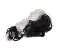 Yinhing Cruella Perruque Blanche Courte Bou Cosplay Synthétique Cheveux