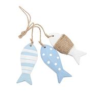 Yinhing Décoration de Poisson, Paroi Côtière Art Sculptures Murales Décoration 3pcs en Bois de Pin Antique Décor de la Maison Lac