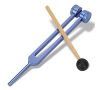 Yinhing Diapason 128 Hz, Diapason Lesté 128 Hz Processus de Peinture du Curseur Sonique Diapasons Sensoriels en Alliage D'aluminium pour Chakra, avec Clé Hexagonale Petit Marteau(Bleu)