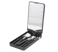 Yinhing Ensemble de Brosses de Maquillage, Noir et Blanc en Option de la Taille de Voyage en Option Kit de Brosse de Maquillage avec Miroir, Kit de Cosmétiques pour Le Voyage et Le Bureau (Black)