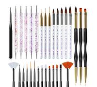 Yinhing Ensemble de Pinceaux pour Nail Art, 31 Pièces, Ensemble de Pinceaux Professionnels en Nylon pour Peinture à Points, pour Salon, Usage Domestique, Bricolage, Mélange de Vernis et Détails Précis