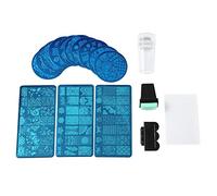 Yinhing Ensemble de Plaques D'estampage Professionnelles pour Nail Art, Image de Forêt de Fleurs, Plaques D'estampage en Acier de Haute qualité avec 2 Tampons et 2 Grattoirs pour les