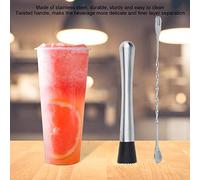 Yinhing Ensemble d'outils en Acier Inoxydable, Pilon à Cocktail Professionnel, Cuillère à Double extrémité, Ustensiles de Bar Essentiels pour les Amateurs de Mixologie, les Barmans à Domicile et