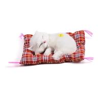 Yinhing Faux Chat dans Le Lit, Jouet Doux pour Enfants, Simulation de Chat Endormi, Poupée en Peluche Blanche pour la Décoration de la Maison, Coussin Aléatoire (Qui Fait la Sieste Tout Blanc)